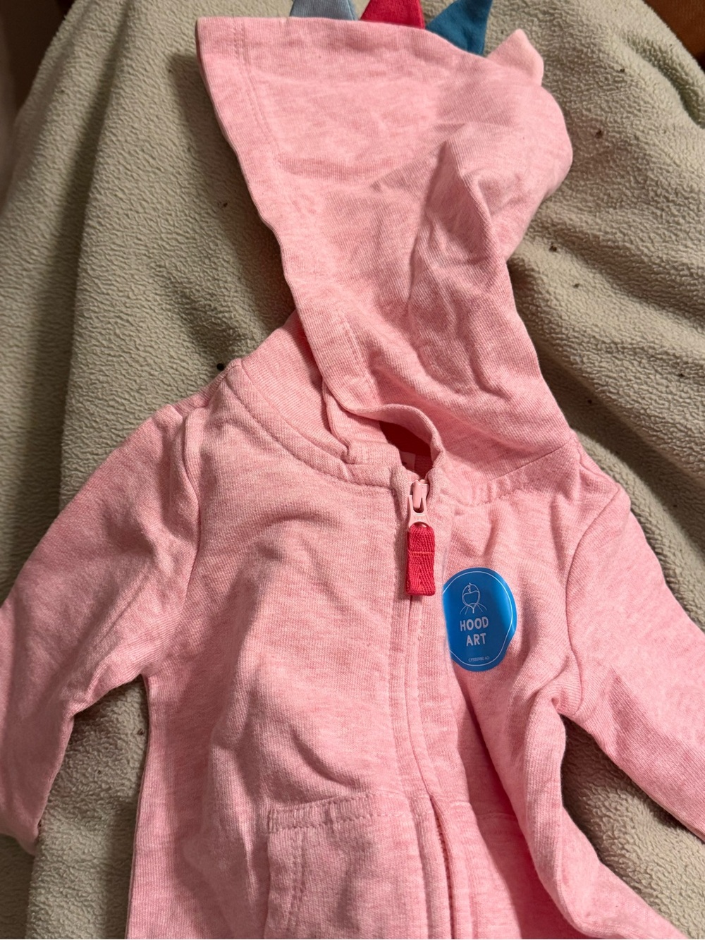 Carter's Pink Hooded One-Piece with Dinosaur Hood Art